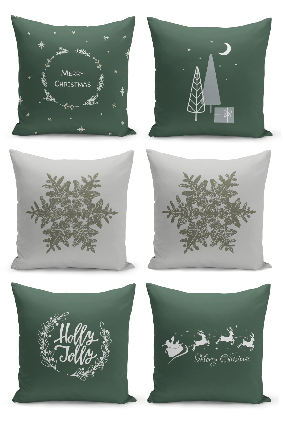 6-Piece Pillow Case Set Christmas Christmas Pattern Double Sided Digital Printed