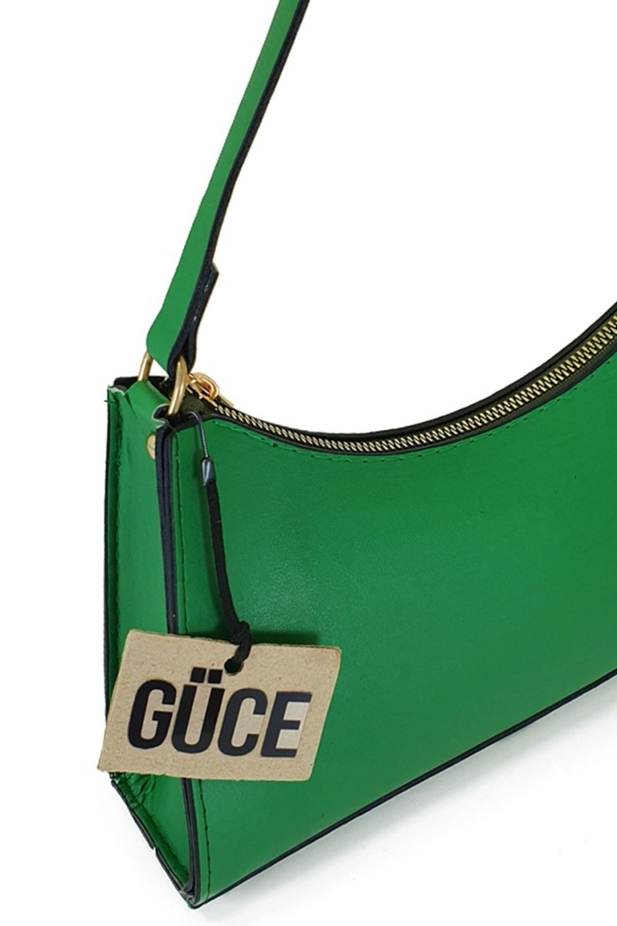 Güce-Emerald Green Baguette Baguette Hand and Shoulder Bag 4