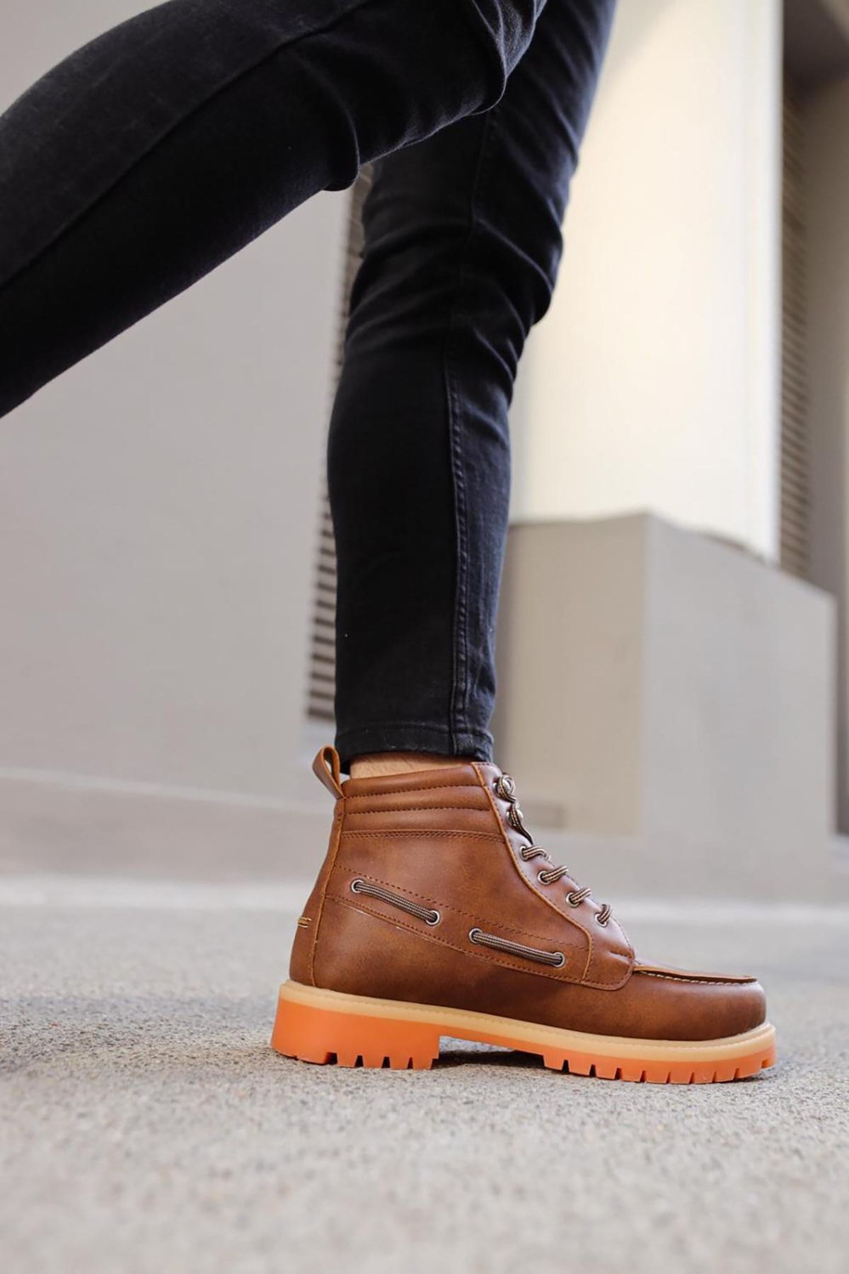 Tan boots white sole discount