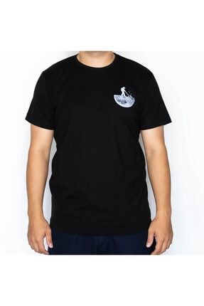 Astronot Siyah Tişört, Unisex Kısa Kol T-shirt Mogaastronot