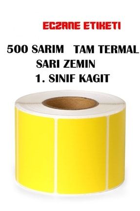 Barkod Etiketi 40x60 Termal Sarı 500lü Sarım Tüm Barkod Yazıcılara Uyumlu 10lu 40x60-SARI-10lu