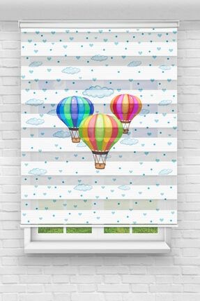 Renkli Balonlar Dijital Baskılı Zebra Perde-çocuk Odası Perdesi-zebra Stor Perde TYC00273352513