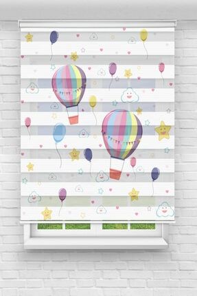 Renkli Uçan Balonlar Dijital Baskılı Zebra Perde-çocuk Odası Perdesi-zebra Stor Perde TYC00273353073