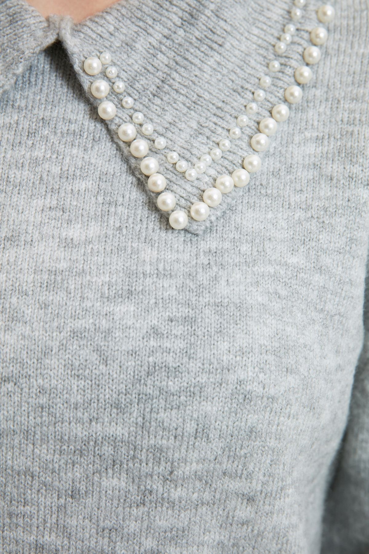 Trendyol Modest-Šedý dětský límec Pearled Soft Knitwear Svetr TCTAW22AK0238 4