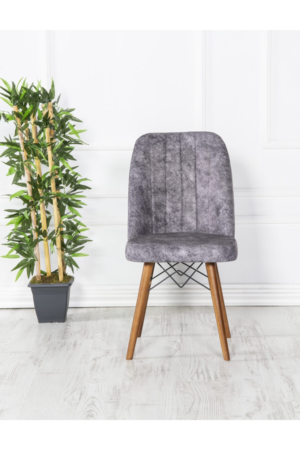 Erva Gold Chair with Walnut Legs Gray