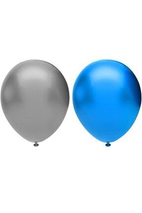 Metalik Balon Seti 10 Adet ( Koyu Mavi, Gümüş) KTB0000002415