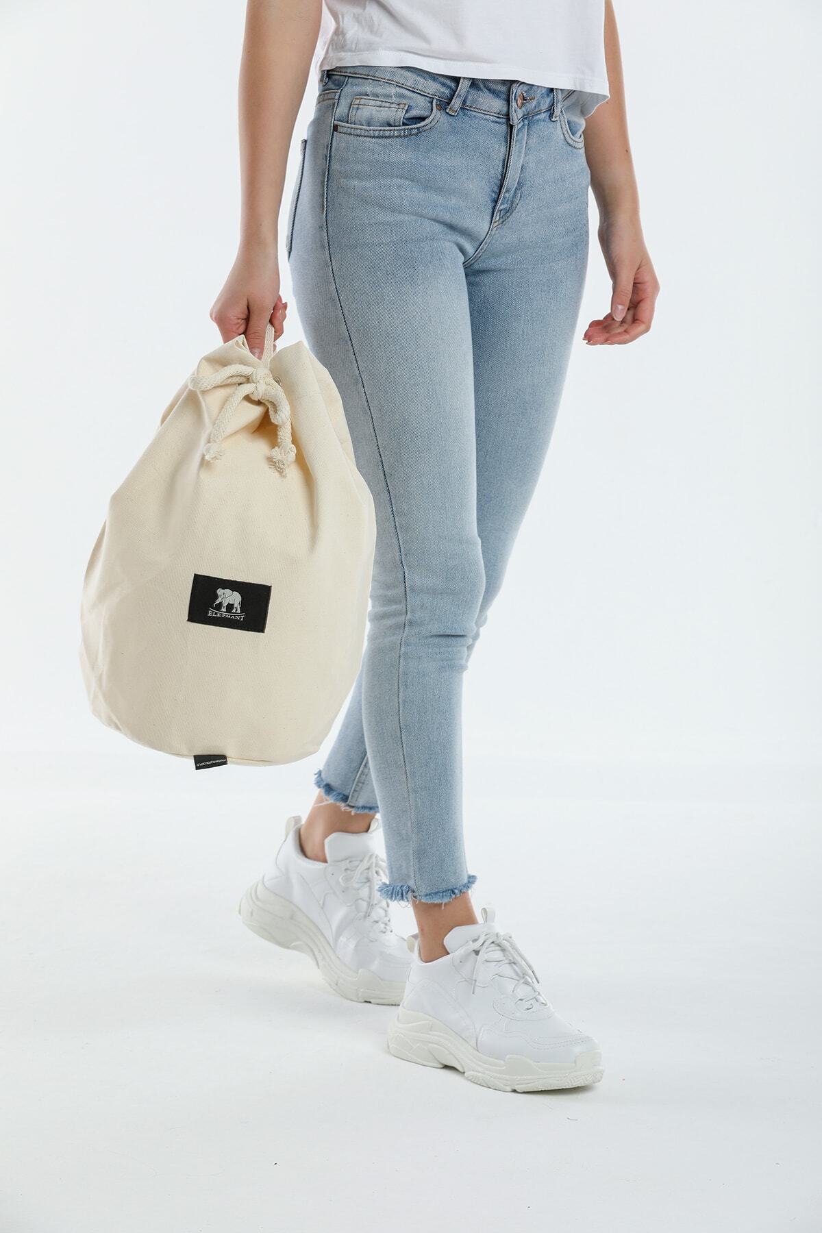 ELEPHANT ÇANTA-Canvas Drawstring Drawstring Sports Bag 3