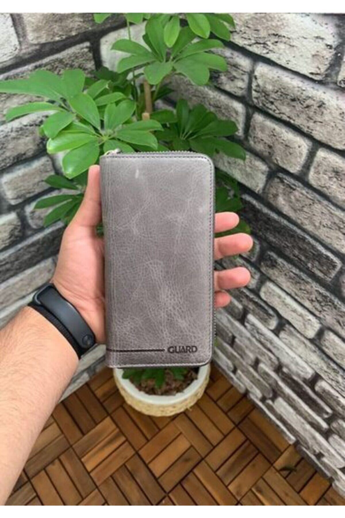 GUARD-Gray Antique Zippered Portfolio Wallet 4