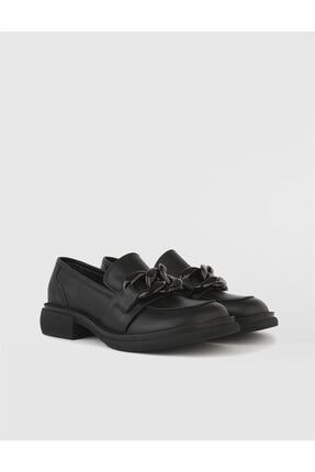 Picture of Deri Kadın Siyah Loafer Ayakkabı