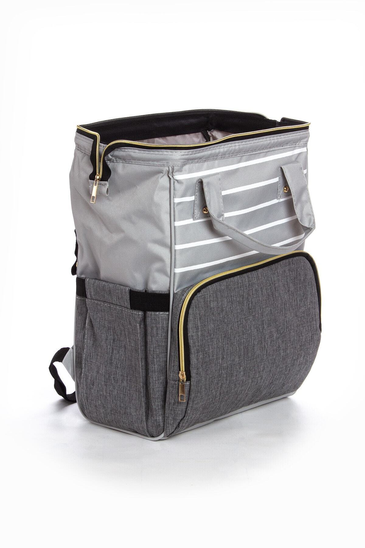 Yerli Anne Bebek Bakım Sırt Çantası Biberon Termoslu Sıvı Geçirmez Askı Aparatlı fotoğrafı 5 (önizleme)