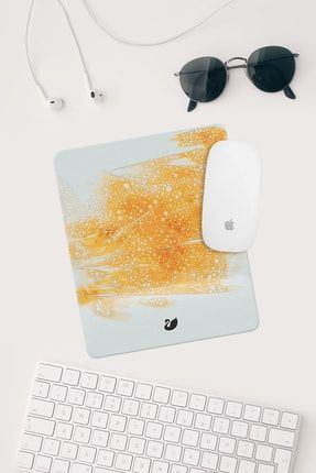 Turuncu Beyaz Desenli Bilek Destekli Dikdörtgen Mouse Pad Mouse Altlığı dm33
