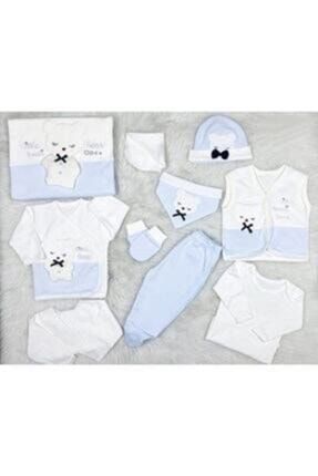 660 Erkek Bebek 10lu Hastane Çıkış Zıbın Seti Doğum Hediyesi Hediyelik Takım Baby Gift 00660-KTT1