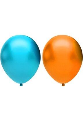 Metalik Balon Seti 10 Adet Açık Mavi, Turuncu TPKT000001480