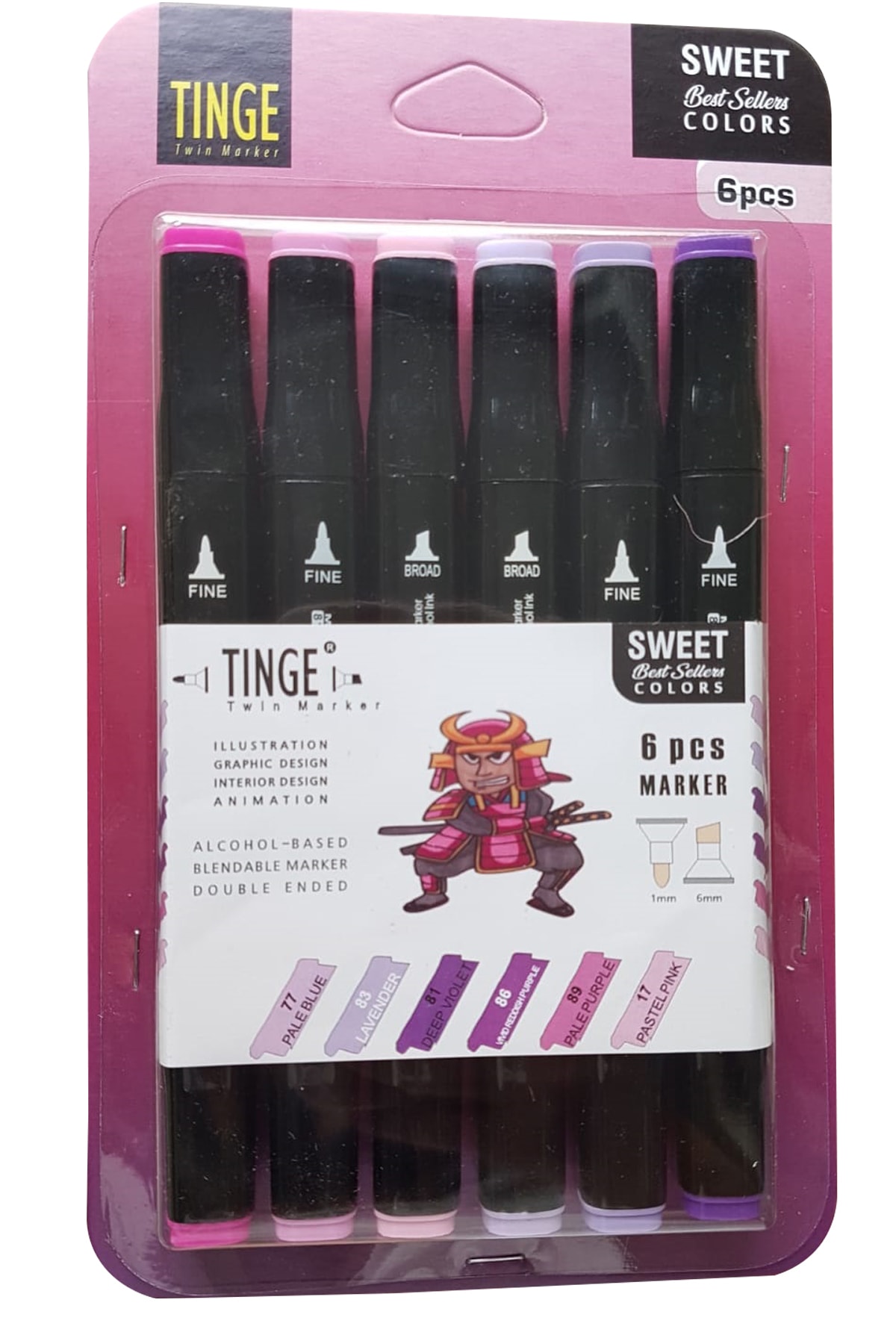 Tinge Marker Kalem 6'lı Sweet Renk Seti Marker