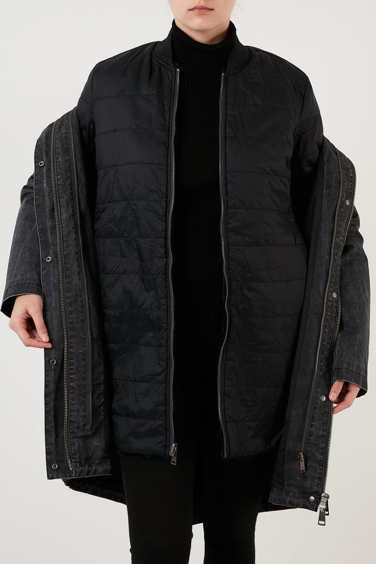 Guess Parka Black Parka Trendyol