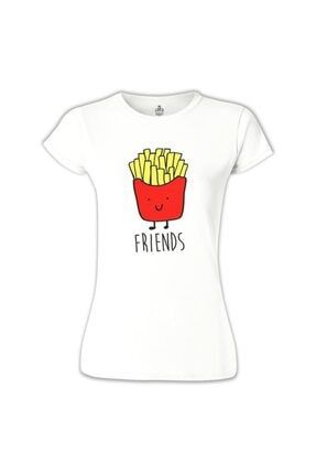 Kadın Beyaz Best Friends Patates T-Shirt BB-245