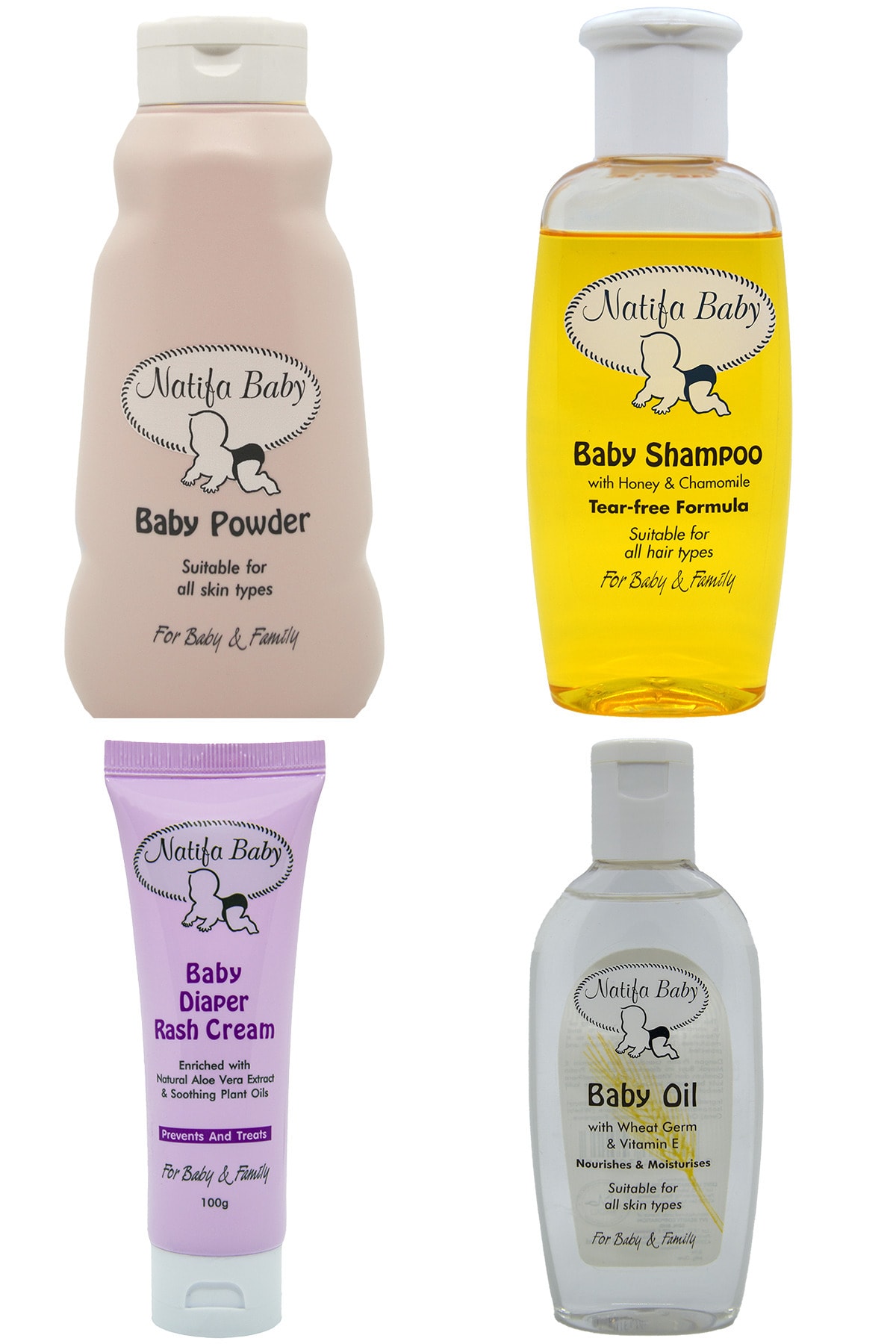 NATİFA BABY Bebek Pişik Kremi + Bebek Pudrası + Bebek Yağı + Bebek Şampuanı