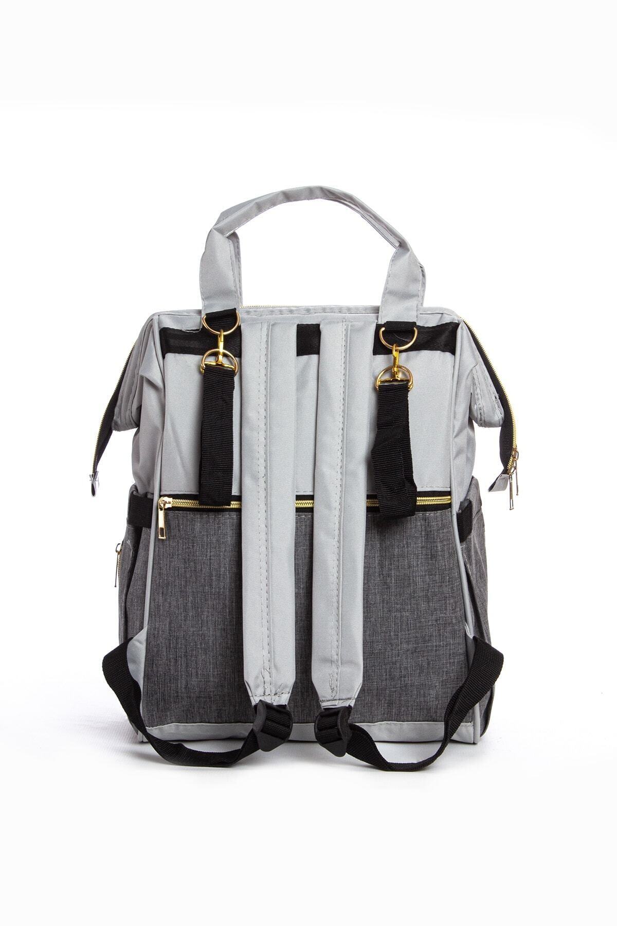 Yerli Anne Bebek Bakım Sırt Çantası Biberon Termoslu Sıvı Geçirmez Askı Aparatlı fotoğrafı 4 (önizleme)