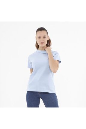 Kadın Polo Yaka T-shirt Mavi TSKPYMRP003