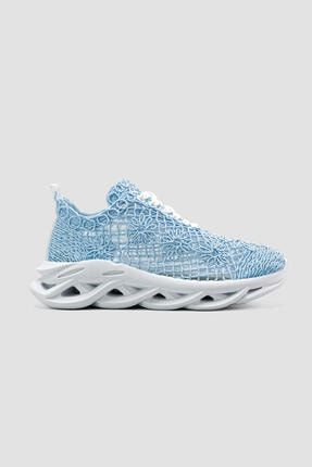 Earlene Mavi Nakış Işlemeli Bağcıklı Sneakers Spor Ayakkabı 21HYL6202