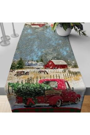 Yılbaşı Christmas Temalı Vintage Yılbaşı Ağaçlı Pickup Winter Runner 16012022032