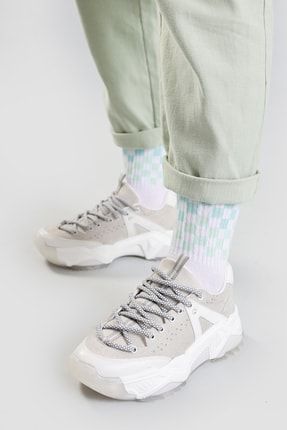 Lesa Beyaz Yüksek Tabanlı Sneakers Spor Ayakkabı 20SS65119