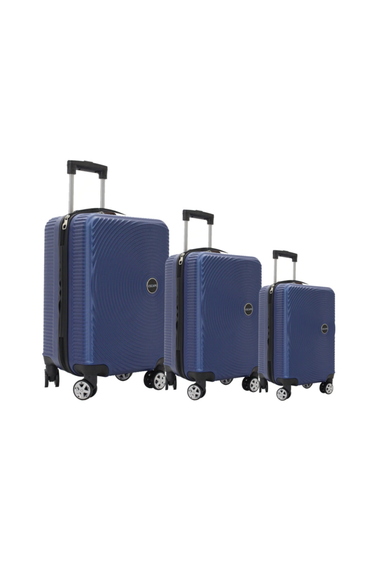 Vlz 072-set Abs 8 Tekerlekli Büyük, Orta, Kabin Boy Valiz, Bavul Seti, Lacivert