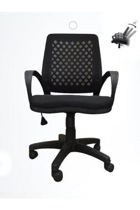 I Office Furniture & Desing Siyah Fileli Büro Şef Sekreter Çalışma Koltuğu Bilgisayar Sandalyesi 001 Arj00111