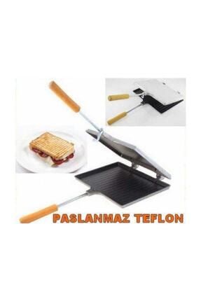 Ahşap Kulplu Ocak Üstü Tost Tavası Teflon Tost Tavası 00140