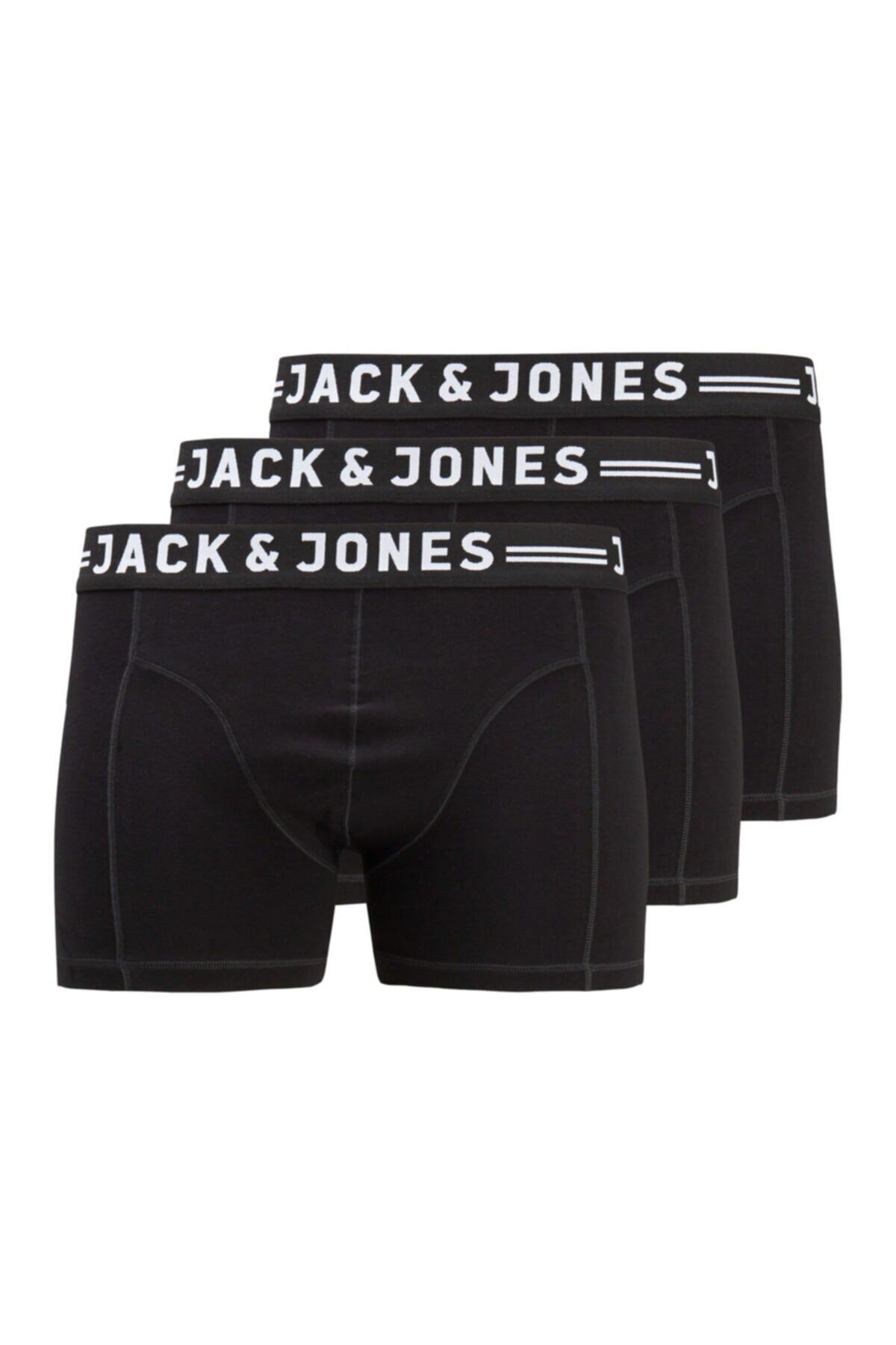 Jack & Jones Мужские черные боксеры Jack Jones Sense, 3 пары Noos Pls 12147591-02