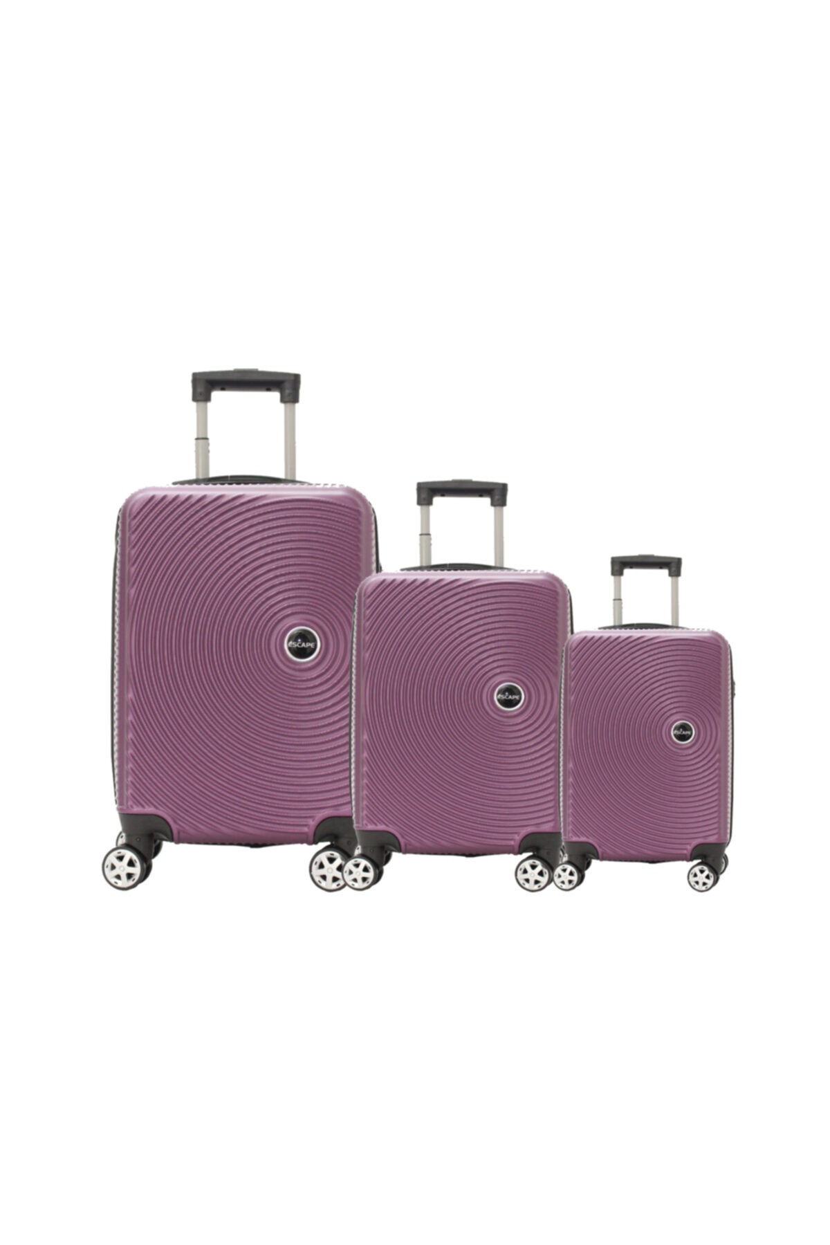 Vlz 072-set Abs 8 Tekerlekli Büyük, Orta, Kabin Boy Valiz, Bavul Seti, Mor