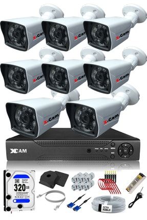 8 Kameralı 5mp Sony Lensli 1080p Fullhd Güvenlik Kamerası Sistemi - Cepten Izle - Gece Görüş -320dış XC-2021SET8-320