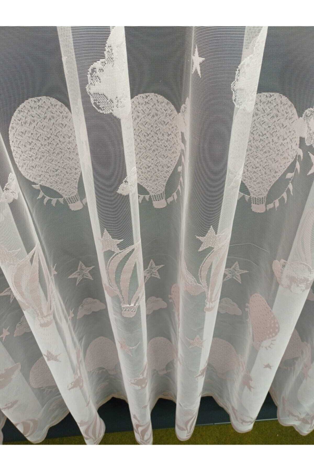 GOGOPERDE Çocuk Odası Uçan Balon Pembe Renk Modern Tül Perde 1/2 Pileli fotoğrafı 3 (önizleme)