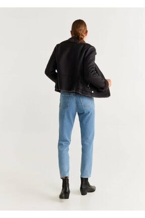 Mango Kadin Siyah Yakasi Suni Kurklu Biker Ceket 67090610 Fiyati Yorumlari Trendyol