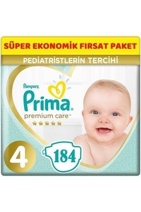 Premium Care Bebek Bezi Beden:4 (9-14kg) Maxi 184 Adet Süper Ekonomik Fırsat Pk PAKETPRİMA320