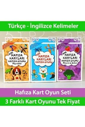 3lü Set Eğitici Eşleştirme Kartları Hayvanlar Meyve Sebze Hafıza Oyunu Türkçe Ingilizce Montessori PRA-1413961-3528