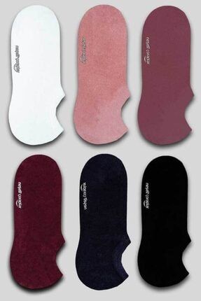 6'lı Bordo Görünmez Renkli Sneaker Çorap Set 7435