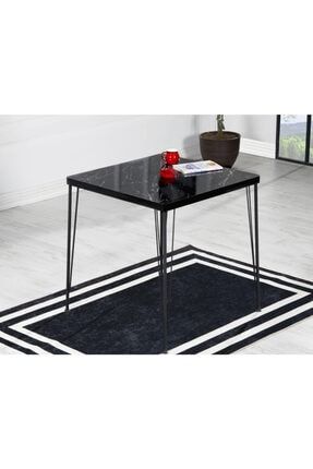 Mera Yemek Masası Takımı-mutfak Masası Takımı-siyah Mermer Desenli 70x70 Oval Kenar TYC00276158243