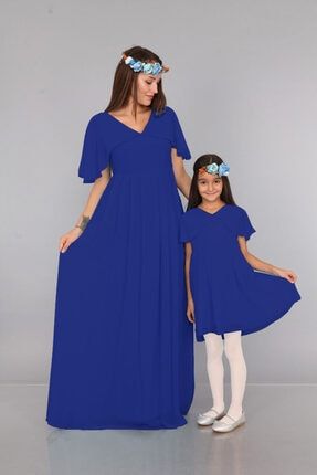 Melek Kol Anne Kız Elbise Saks Mavi ML030101AKX