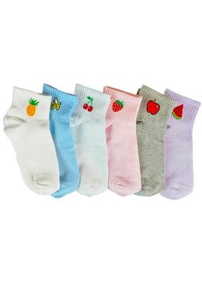 Meyve Desenli Soket Çorap Kadın 6 Çift BUNN123