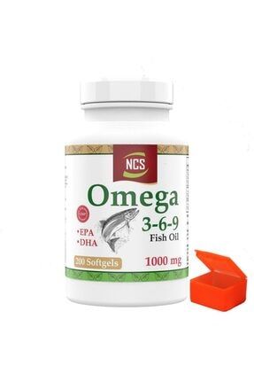 Omega 3-6-9 Balık Yağı 200 Softgels + Hap Kutusu Ncs Omega 3,6,9 200 Softgel
