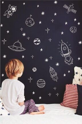 Uzay Roket Duvar Astronot Füze Duvar Sticker Bebek Ve Çocuk Odası Dekoratif Duvar Çıkartma Beyaz HP50127