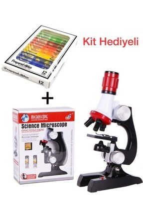 Çocuk Eğitici Biyolojik Mikroskop Seti Kiti Zoom Led Işıklı 100x 400x 1200x nvg60009753