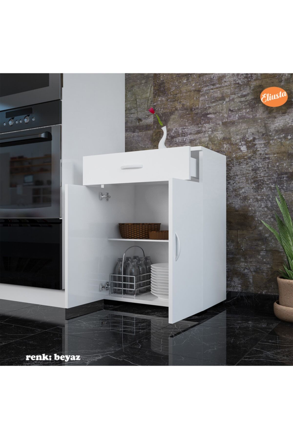 Banyo Dolabı Çekmeceli Ve 2 Kapaklı Çok Amaçlı Dolap Mutfak Dolabı Ofis Dolabı #4