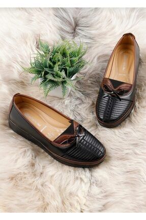Kadın Mevsimlik Ayakkabı Kahverengi Siyah Anne Babet Ayakkabı WNT004