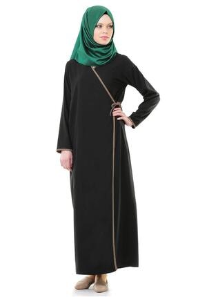 Kadın Siyah Yandan Bağlamalı Namaz Elbisesi 0901esil
