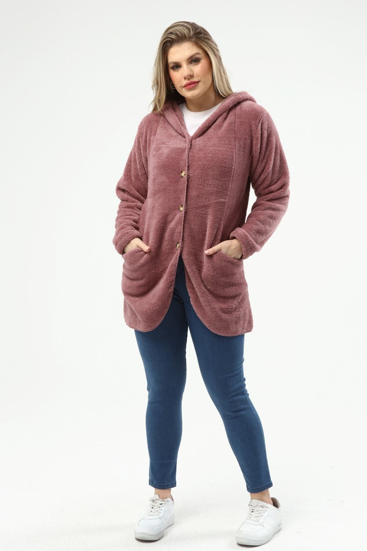 Plus Size Fleece Zip Up Cardigan