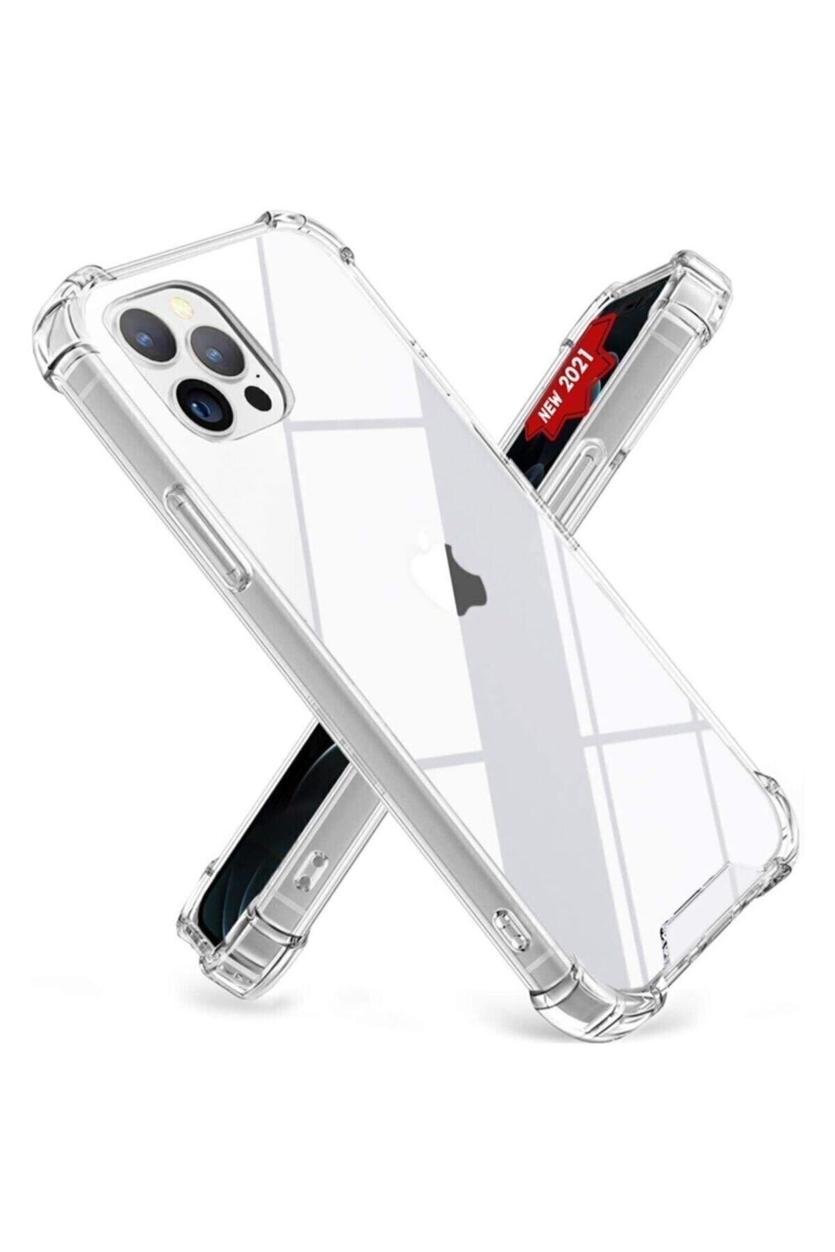 Apple Iphone 12 Pro Max 6.7" Kılıf Antishock Silikon Köşeli Şeffaf Airbag Arka Kapak