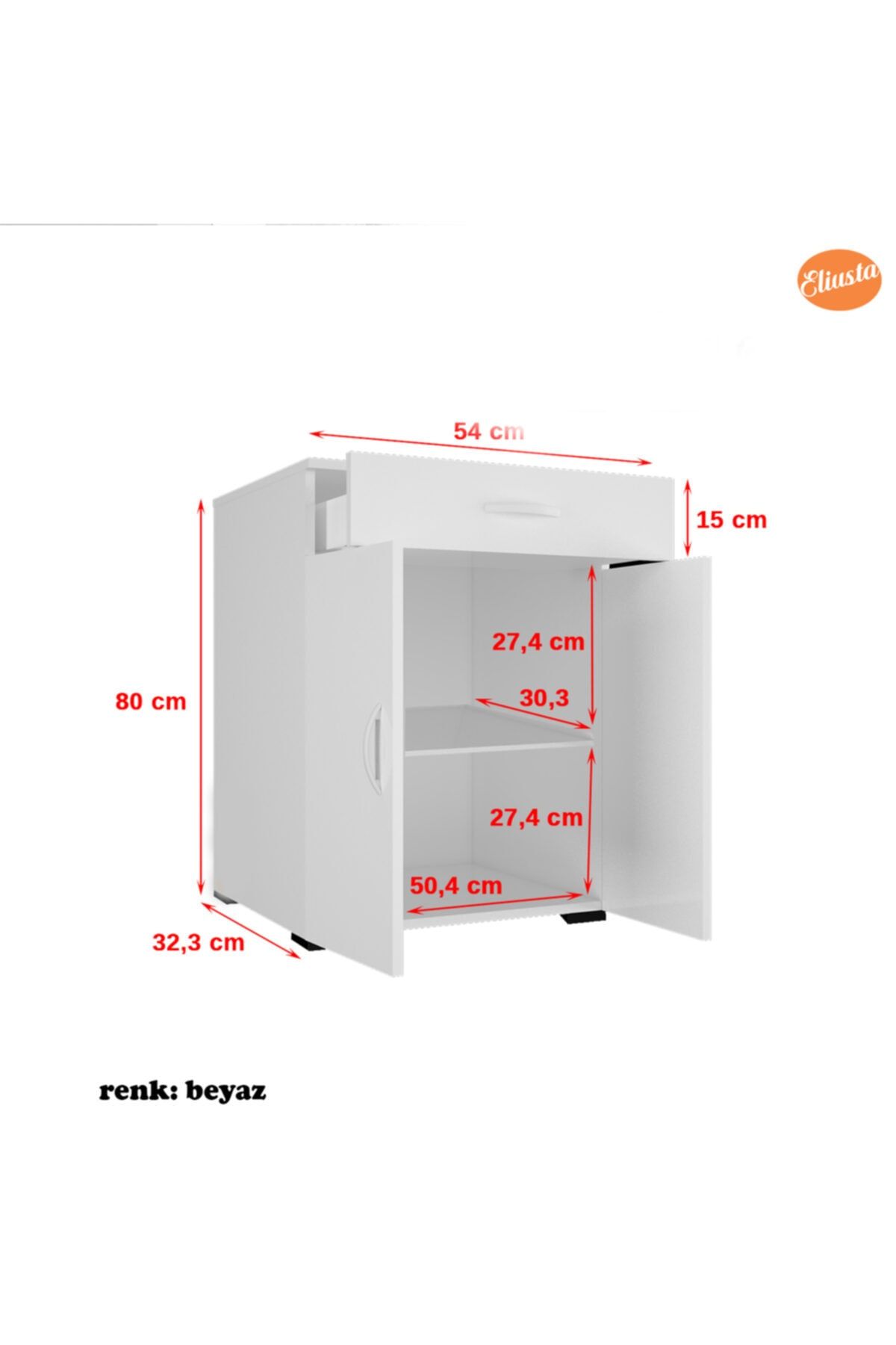 Banyo Dolabı Çekmeceli Ve 2 Kapaklı Çok Amaçlı Dolap Mutfak Dolabı Ofis Dolabı #2