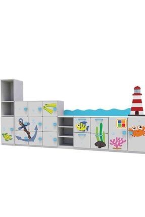 Deniz Temalı Çocuk Odası Anaokulu Kreş Dolap Seti den3026